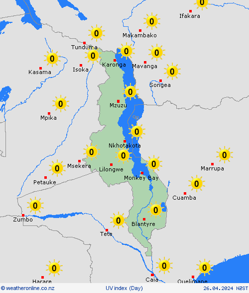 uv index Malawi Africa Forecast maps