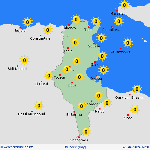 uv index Tunisia Africa Forecast maps