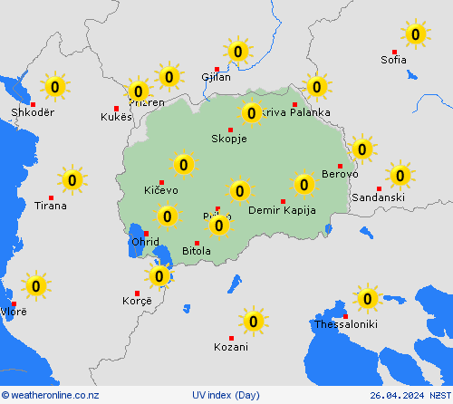 uv index North Macedonia Europe Forecast maps