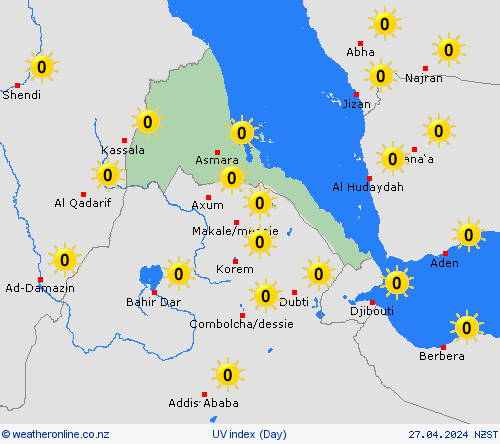 uv index Eritrea Africa Forecast maps