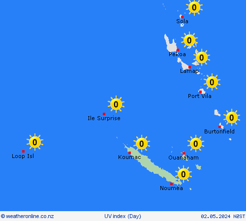 uv index New Caledonia Pacific Forecast maps