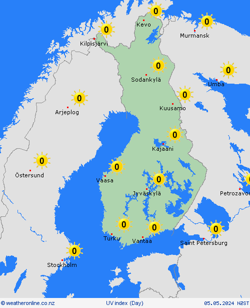 uv index Finland Europe Forecast maps