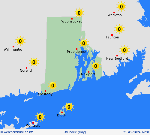 uv index Rhode Island North America Forecast maps