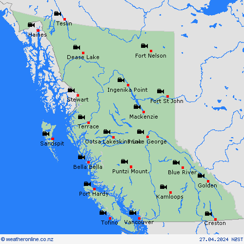 webcam British Columbia North America Forecast maps