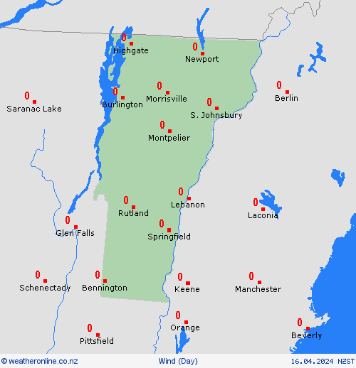 wind Vermont North America Forecast maps