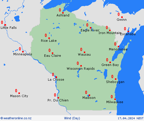 wind Wisconsin North America Forecast maps