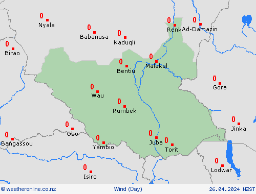 wind South Sudan Africa Forecast maps