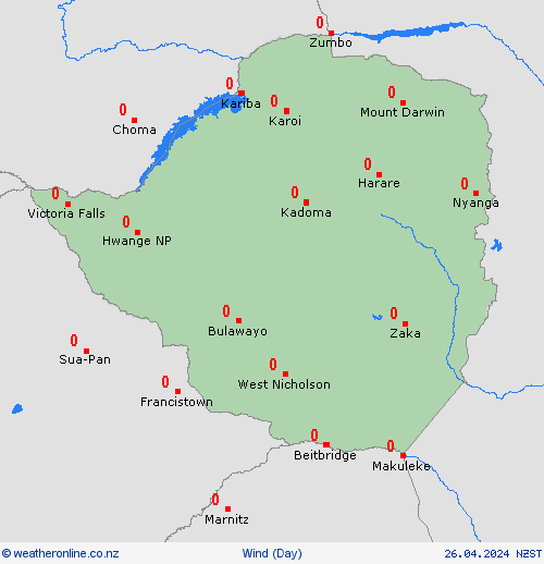 wind Zimbabwe Africa Forecast maps