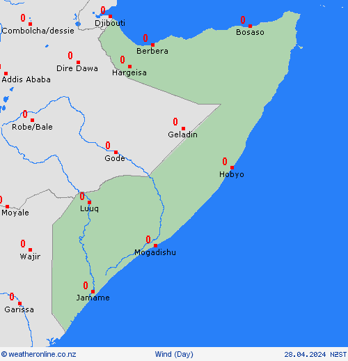 wind Somalia Africa Forecast maps