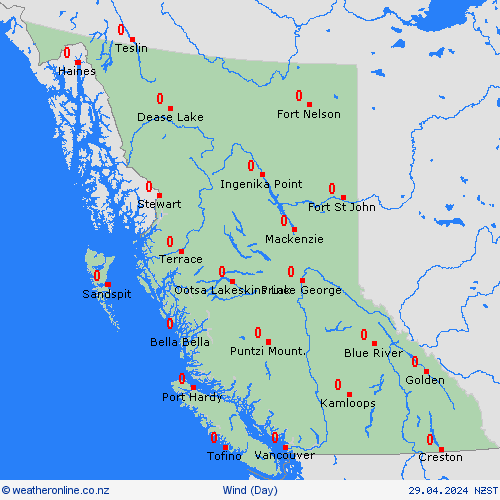 wind British Columbia North America Forecast maps