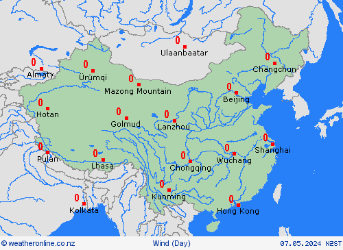 wind China Asia Forecast maps