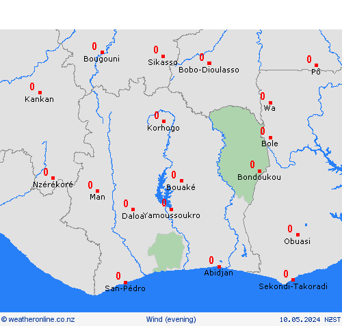 wind Côte d'Ivoire Africa Forecast maps