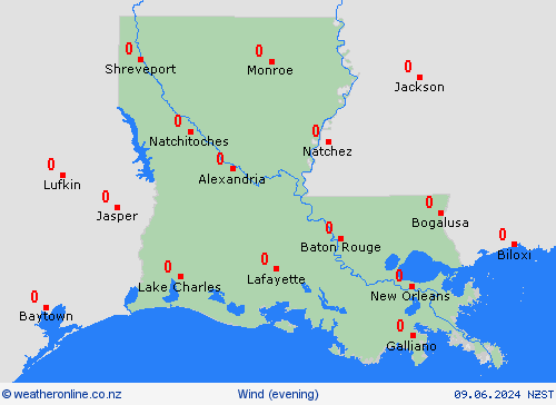 wind Louisiana North America Forecast maps