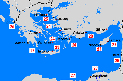 Water temperatures - Aegean Sea - Su Apr 28